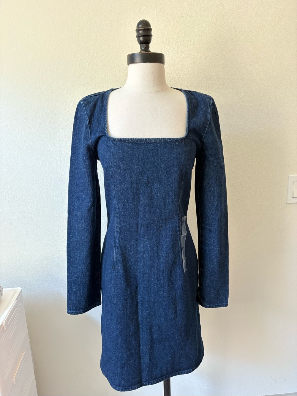 Calvin Klein | Denim Long Sleeve Square Neck Mini Dress